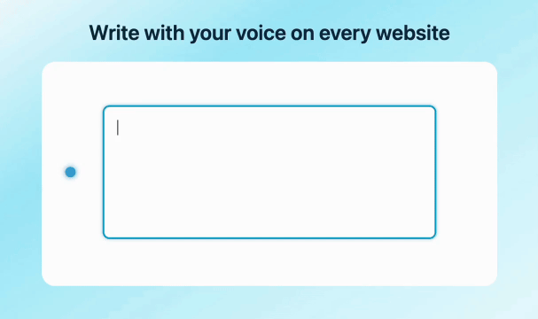 A GIF of Voicy speech to text being used on a website