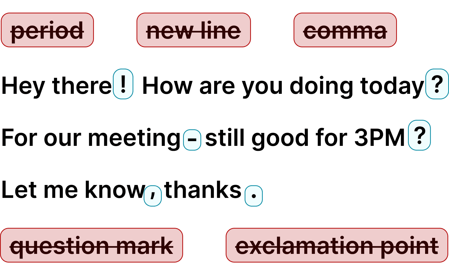 Voicy adds punctuation automatically